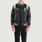 Lekas Illinois Black Leather Varsity Jacket